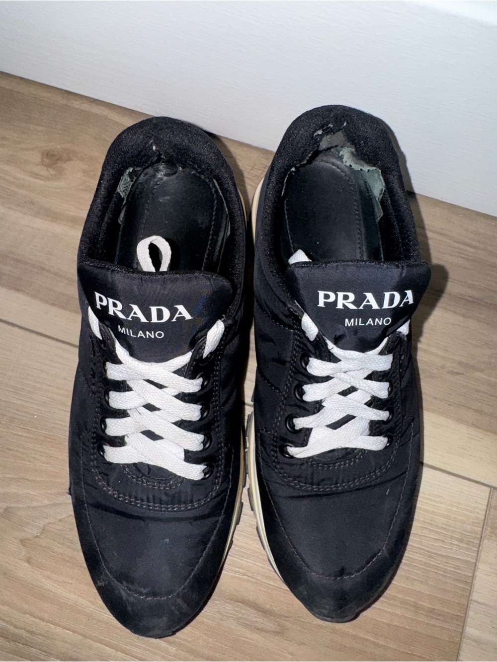 Prada Milano Men’s Black Suede Lace-Up Sneakers - Picture 6 of 12
